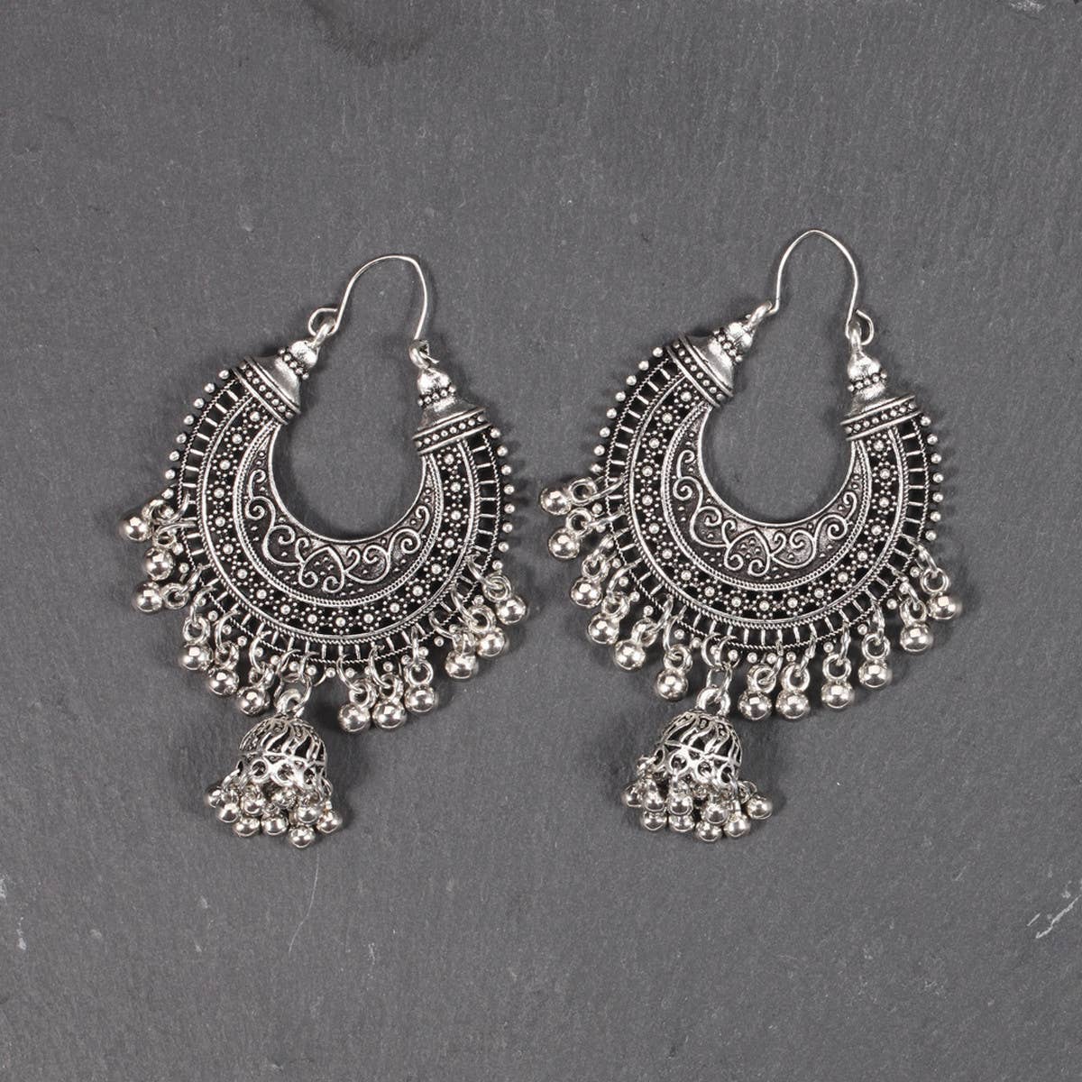 RETRO CRESCENT SHAPE EXAGGERATED BELL EARRINGS_CWAJE2239