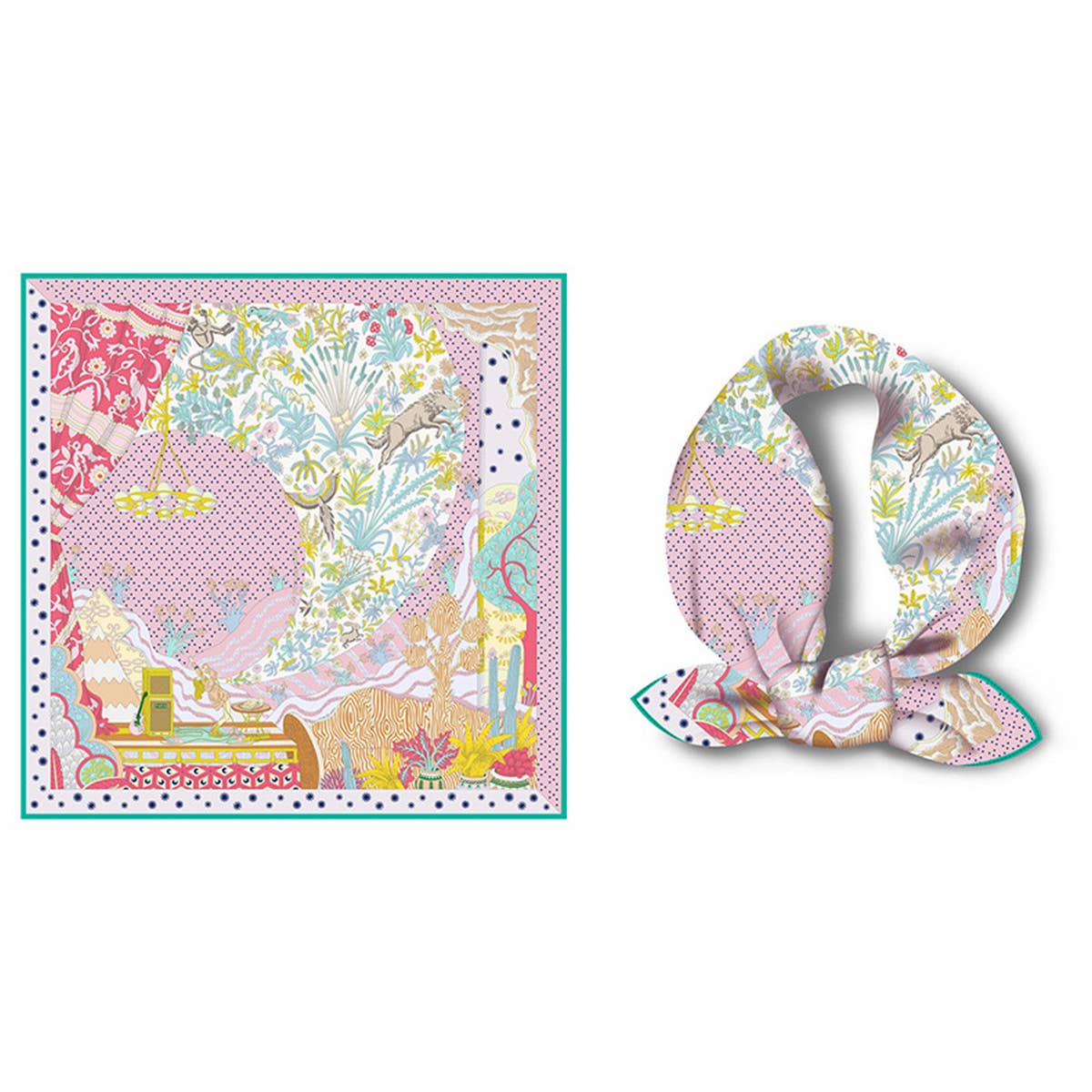 SILK FEEL SQUARE SCARF FOR TRAVEL STYLING_CWASC0651