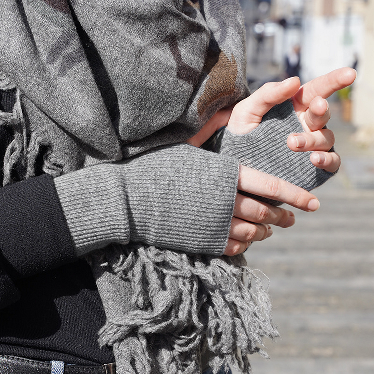 CASHMERE KNIT GLOVES HALF FINGER FOR STUDENTS_CWAG0528