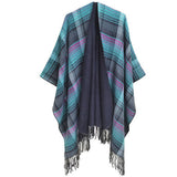 MULTI COLOR SPLIT SHAWL CLOAK WITH GRADIENT LINES_CWASC0317