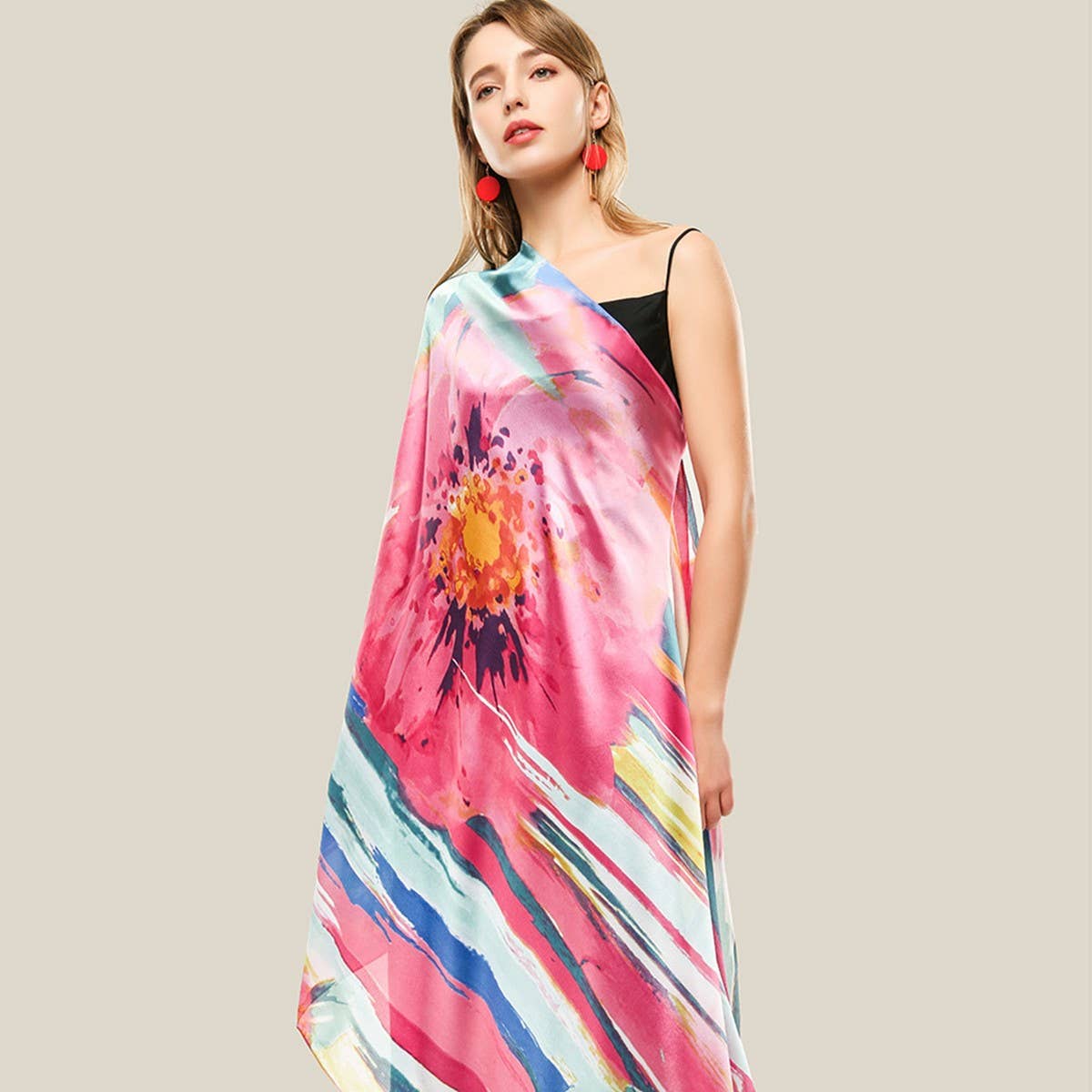 LILY PRINT SILK SCARF GRAFFITI STYLE FOR WOMEN_CWASC0674