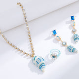 BEACH TRAVEL FASHION DIAMOND NECKLACE JEWELRY SET_CWAJE2914