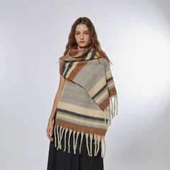 STRIPE SCARF COZY FAUX CASHMERE WINTER WRAP_CWASC2359