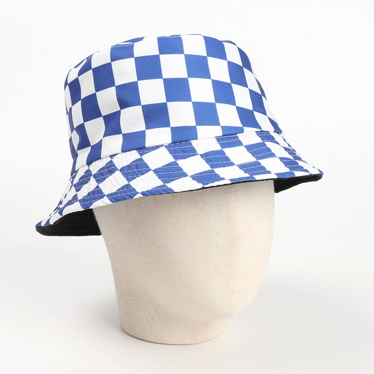 Cwah1522_Stylish Plaid Reversible Shade Bucket Hat