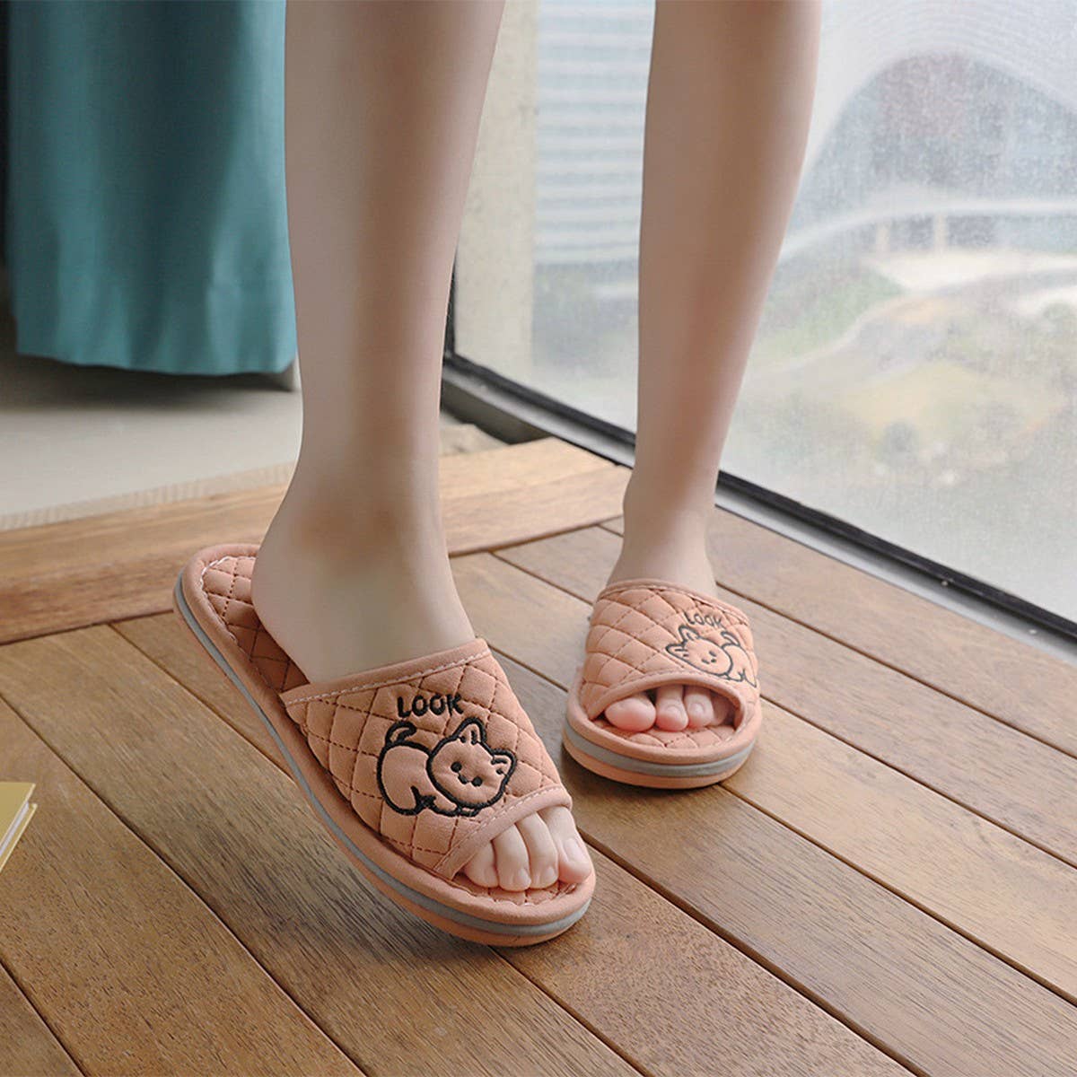 CUTE CAT COTTON HANDMADE THICK SLIPPERS_CWSHF0186