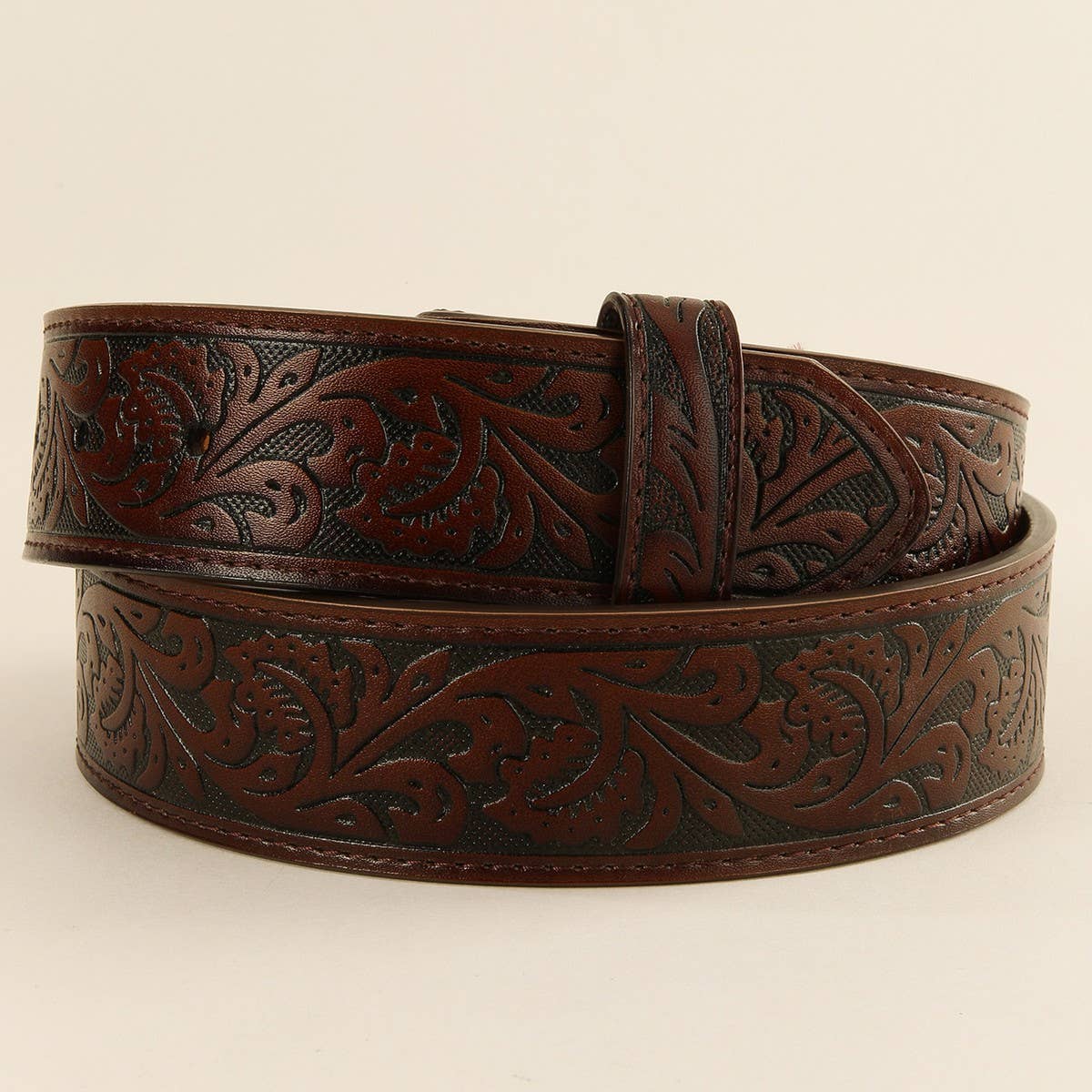 Vintage Embossed Distressed Western Belt_Cwmm3937