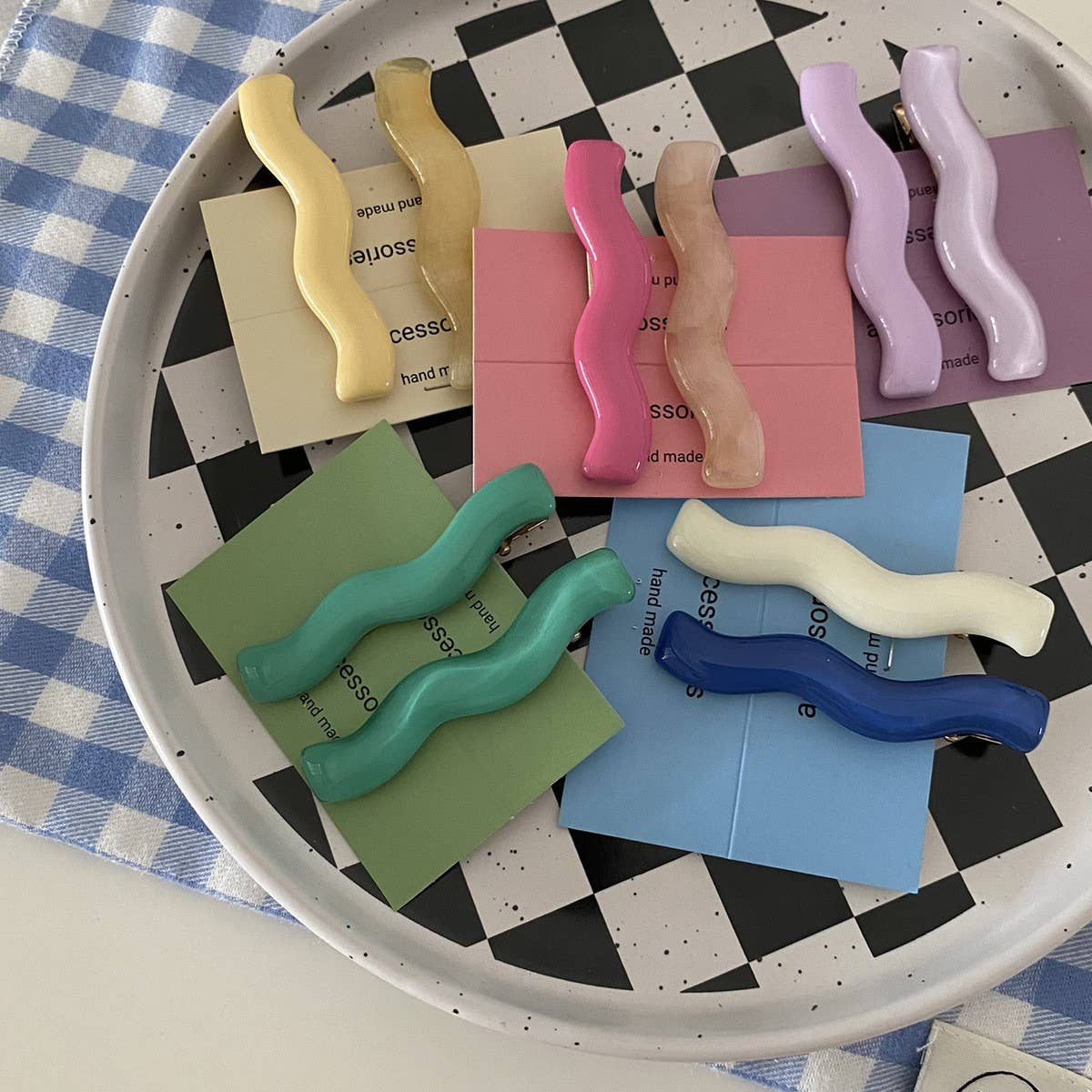 CANDY COLOR ACRYLIC WAVE HAIR CLIP SIDE BANG PIN_CWAHA1289