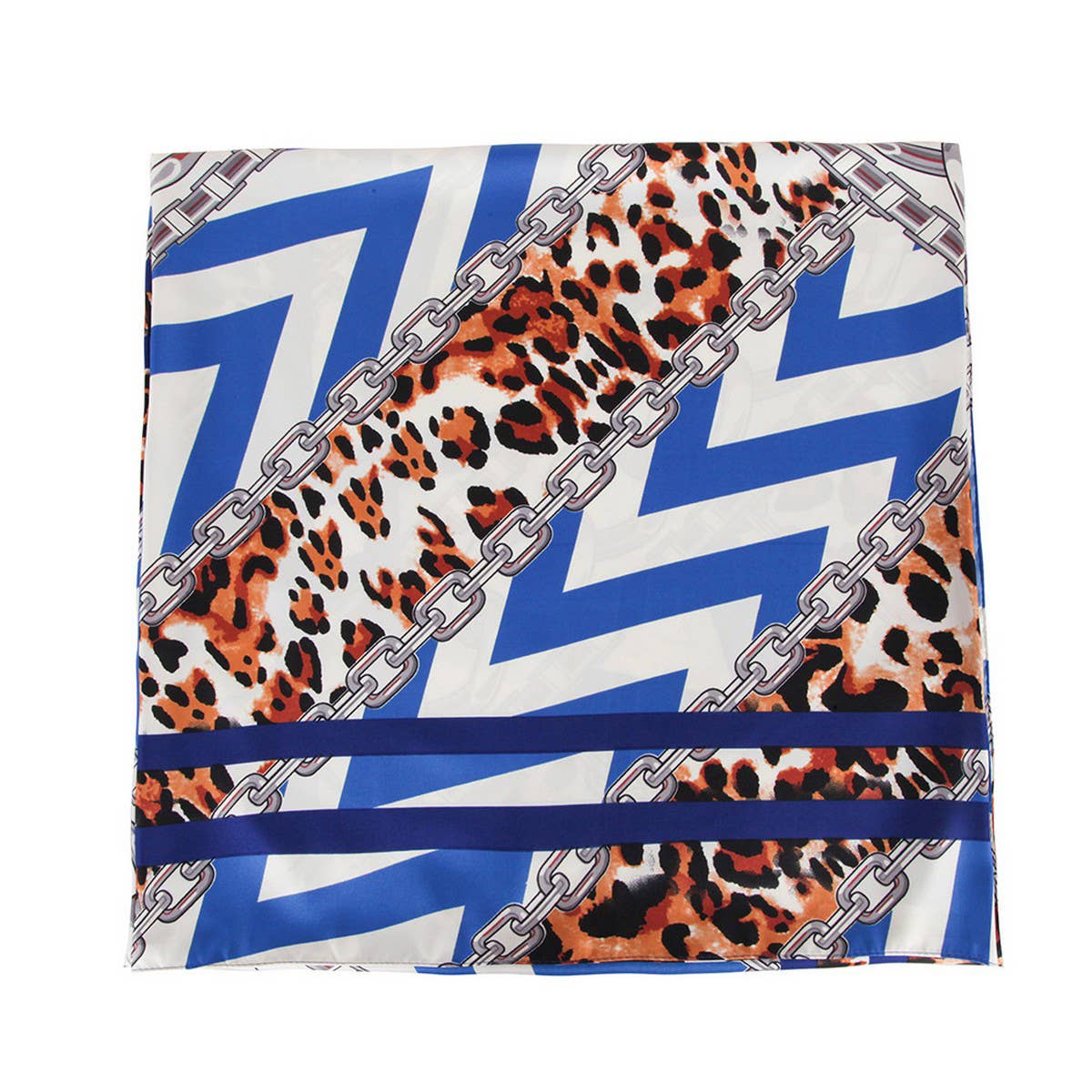 LEOPARD CHAIN TWILL SQUARE SCARF SPRING WRAP_CWASC0668