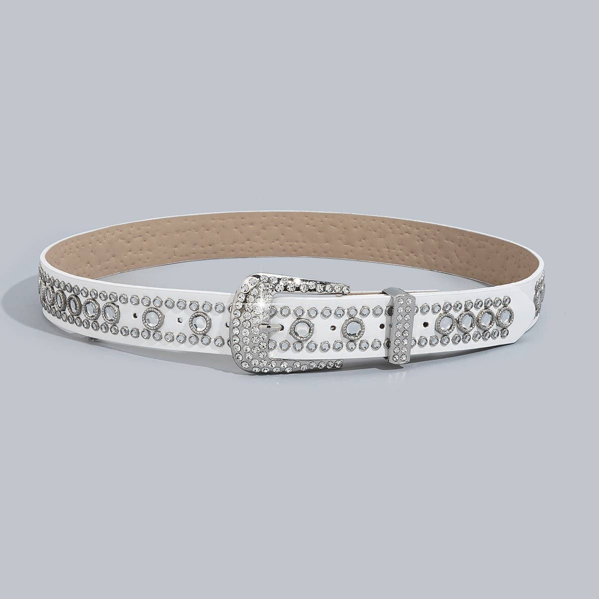 Cwabe0564_Punk Style Studded Rhinestone Belt