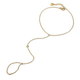 Trendy Zircon Link Ring Anklet, 18K Gold Steel