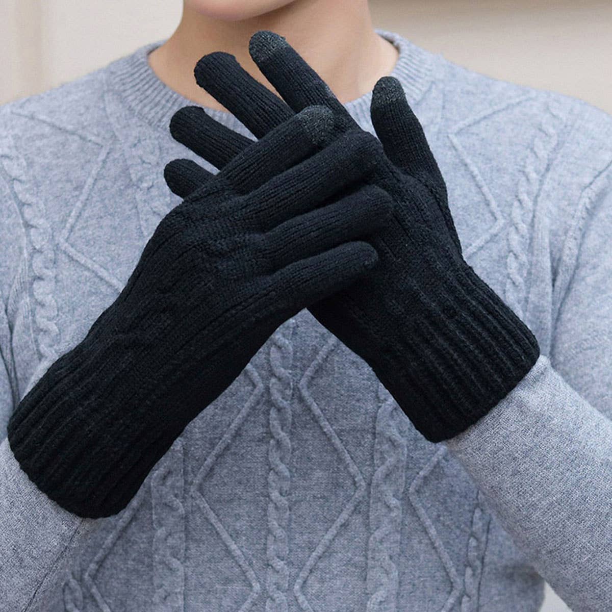 NEW MENS COLD PROOF KNITTED TOUCHSCREEN GLOVES_CWAG0394