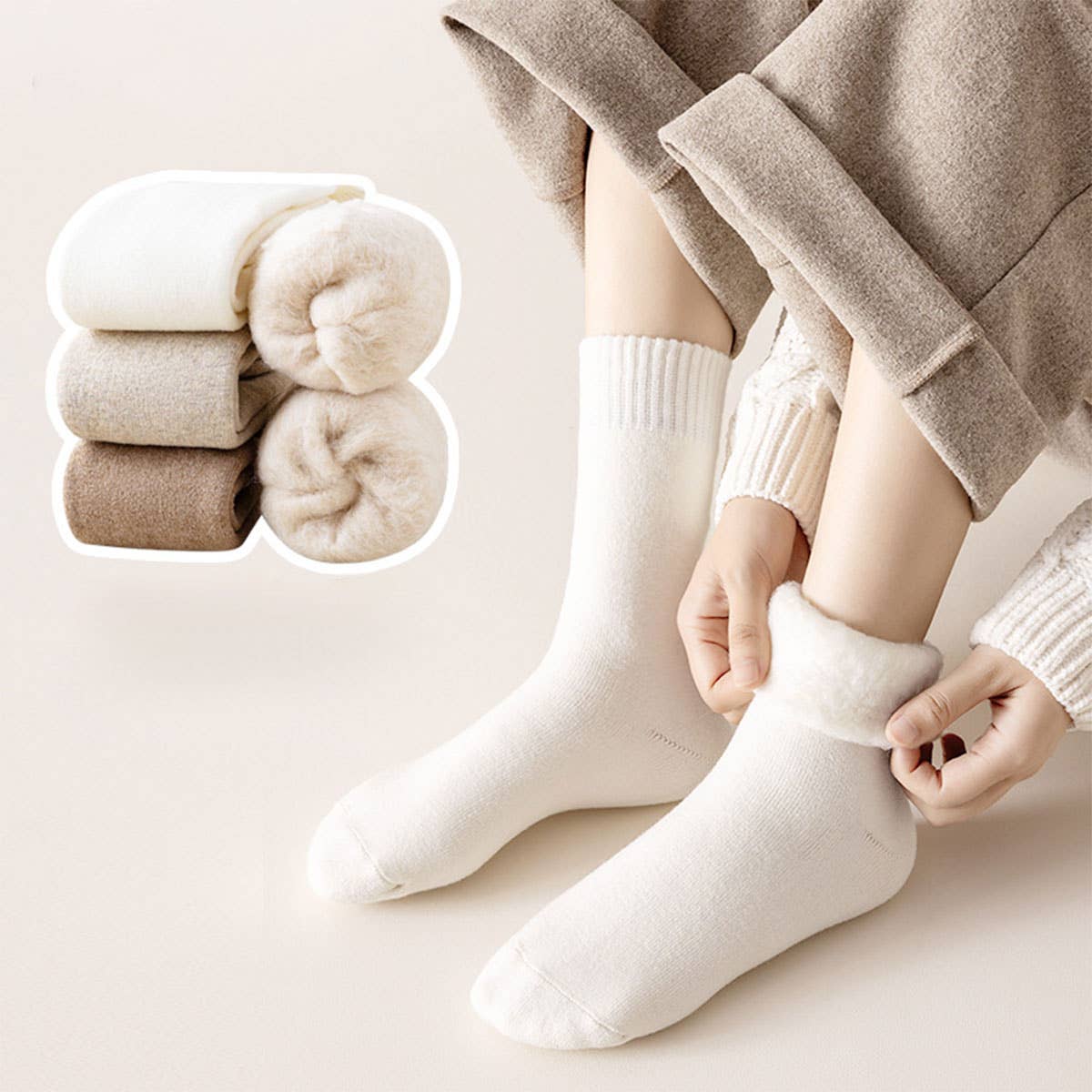THERMAL FLEECE LINED CREW SOCKS FOR WOMEN WINTER_CWMS0282