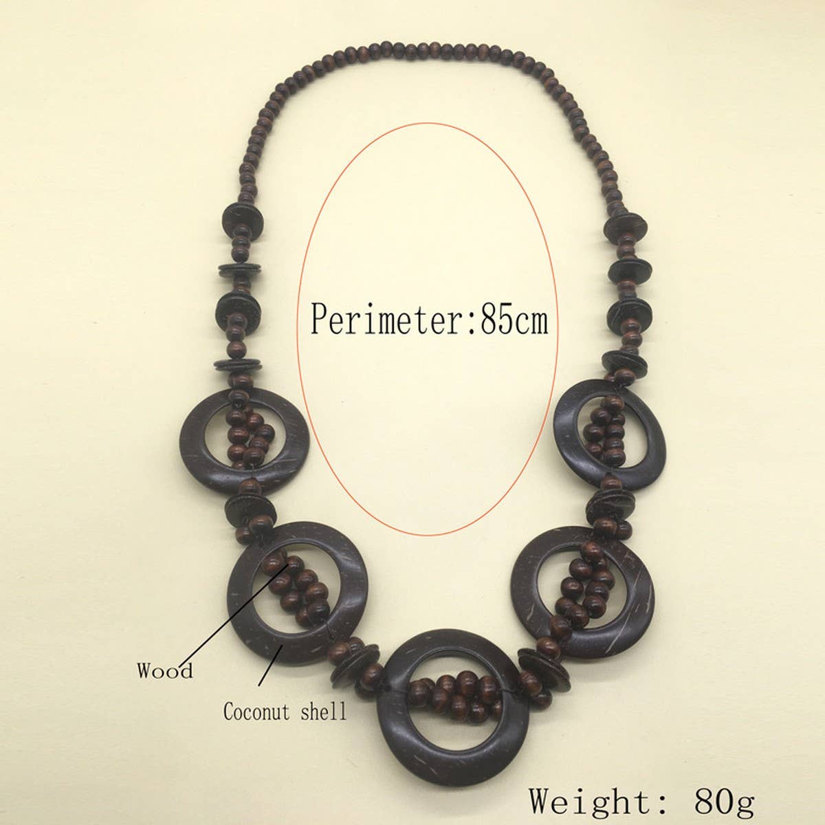 ETHNIC COCONUT SHELL WOOD BEAD NECKLACE_CWMM4961