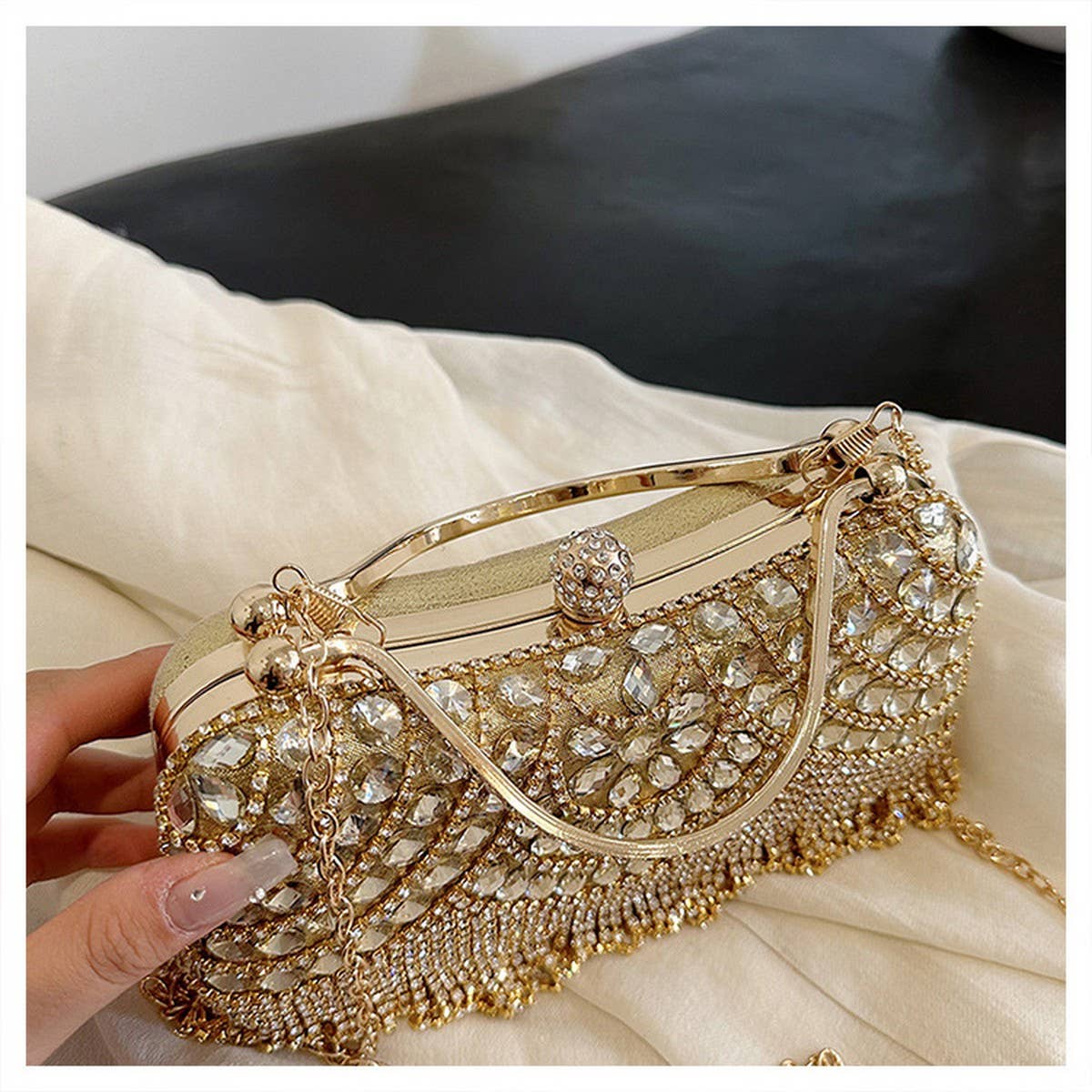 RHINESTONE CLUTCH BAG TASSEL LADY EVENING BAG_CWAB3251