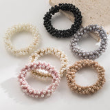 Gold Thread Pearl Elastic Hair Tie For Women_Cwaje05910