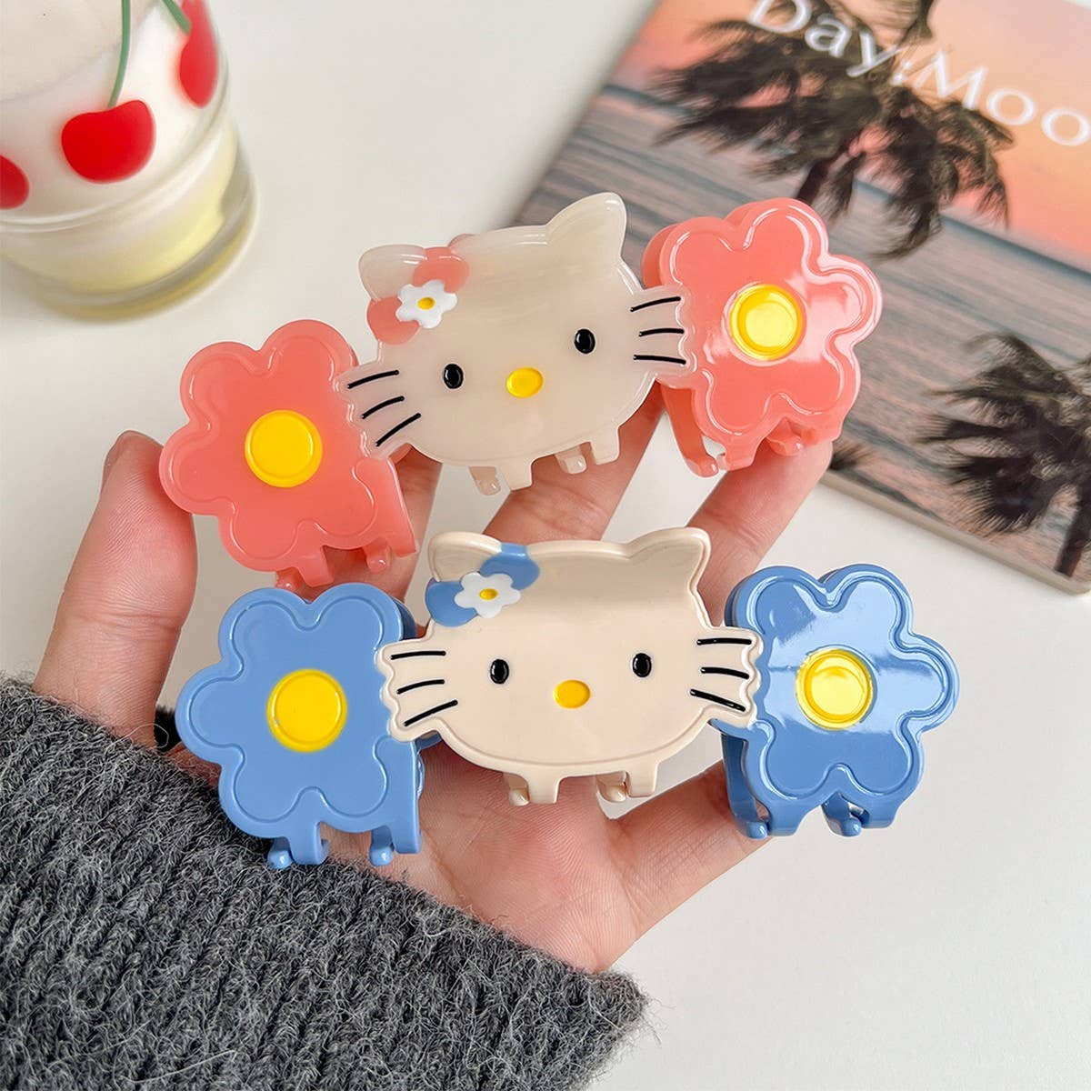 CAT FLOWER ACETATE CLAW CUTE CARTOON CLIP_CWAHA6010