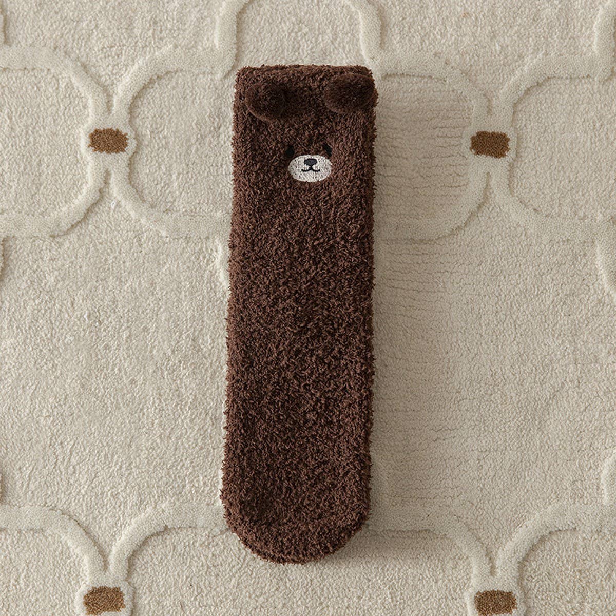 EMBROIDERED CARTOON BEAR LINT FREE SOCKS_CWMS0800