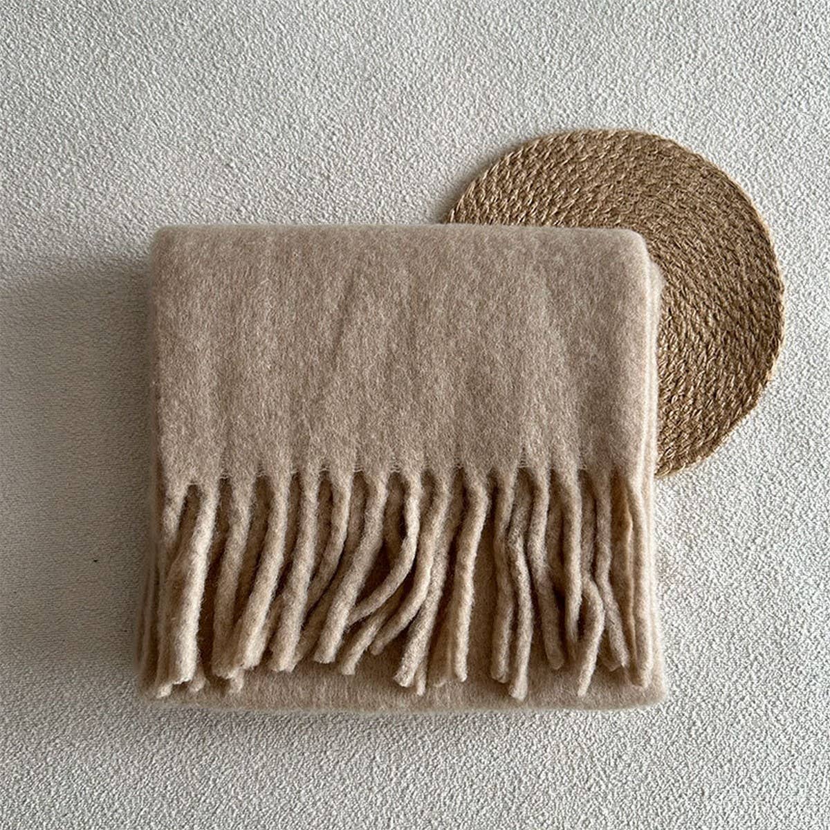 RED WOOL BLEND SCARF FOR WINTER SOFT WARM_CWASC2282