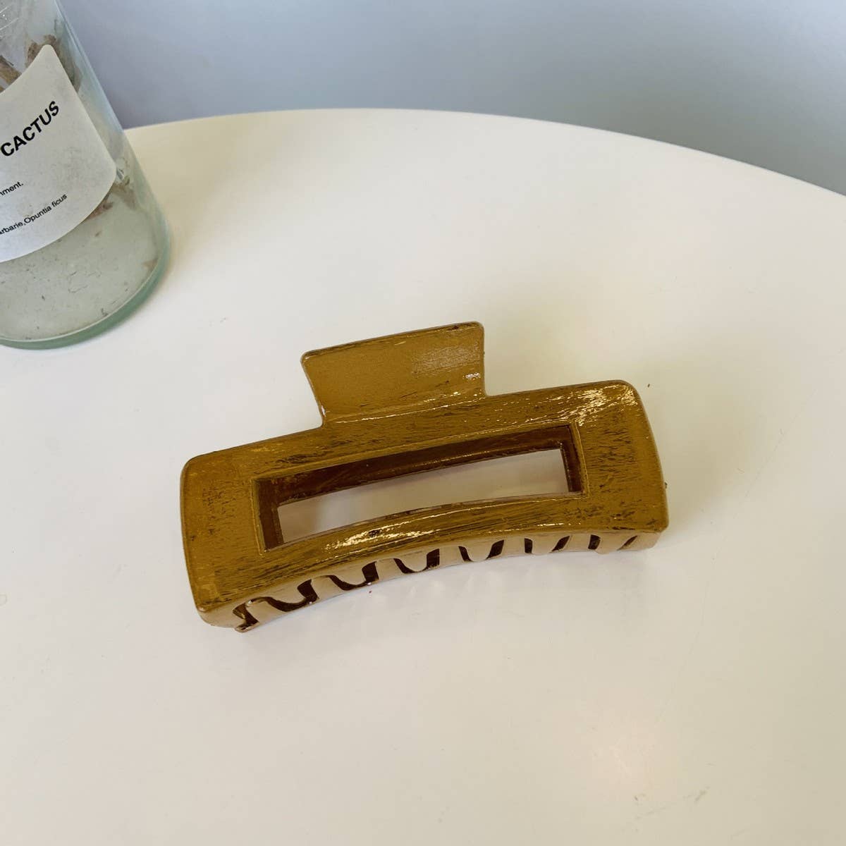Cwaha5107_Vintage Oil Painting Wood Grain Hair Claw Clip
