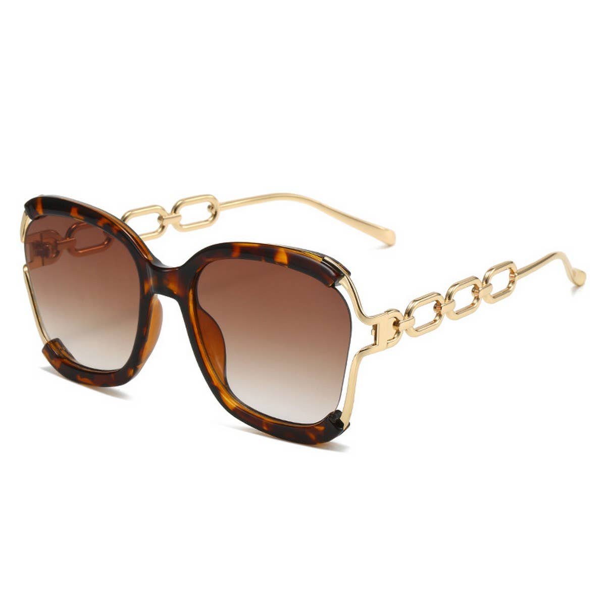 BIG FRAME CHAIN FASHION METAL SUNGLASSES_UV400_CWASG0276