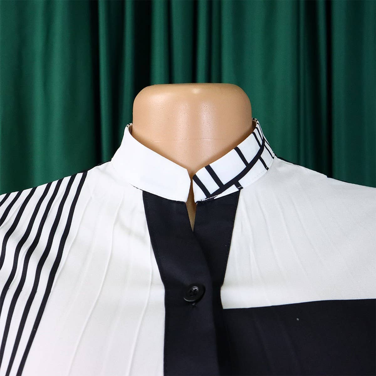 PRINTED PLEATED FASHION TIE CASUAL PLUS SIZE DRESS_CWDSD6160