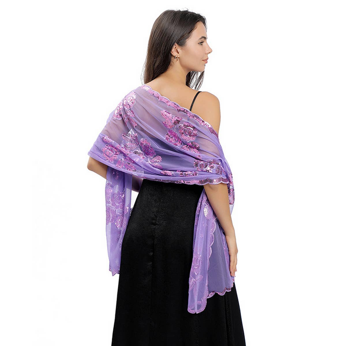 NEW ARRIVAL FLOWER SEQUIN EMBROIDERED SHAWL_CWASC1087