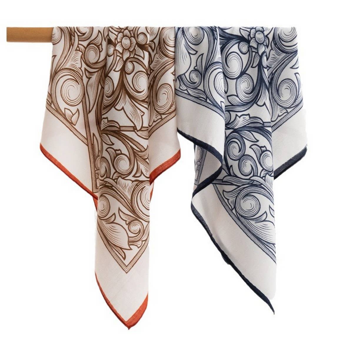 Retro Geometric Print Square Scarf_Cwasc0923