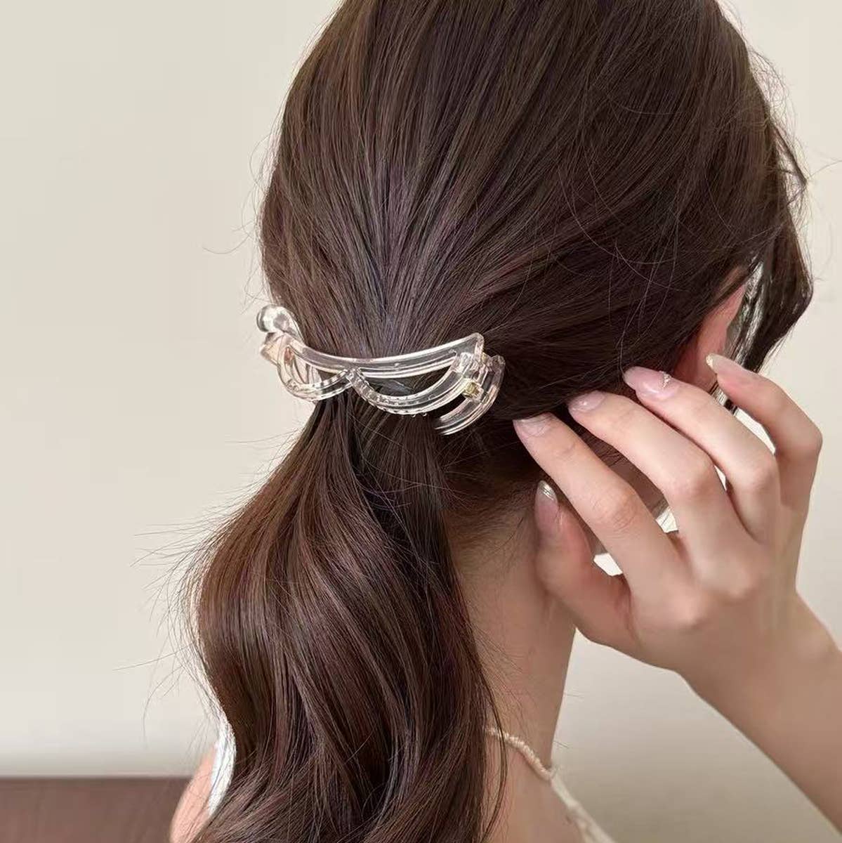 Bow Banana Hair Clip Elegant Ponytail Holder_Cwaha07559