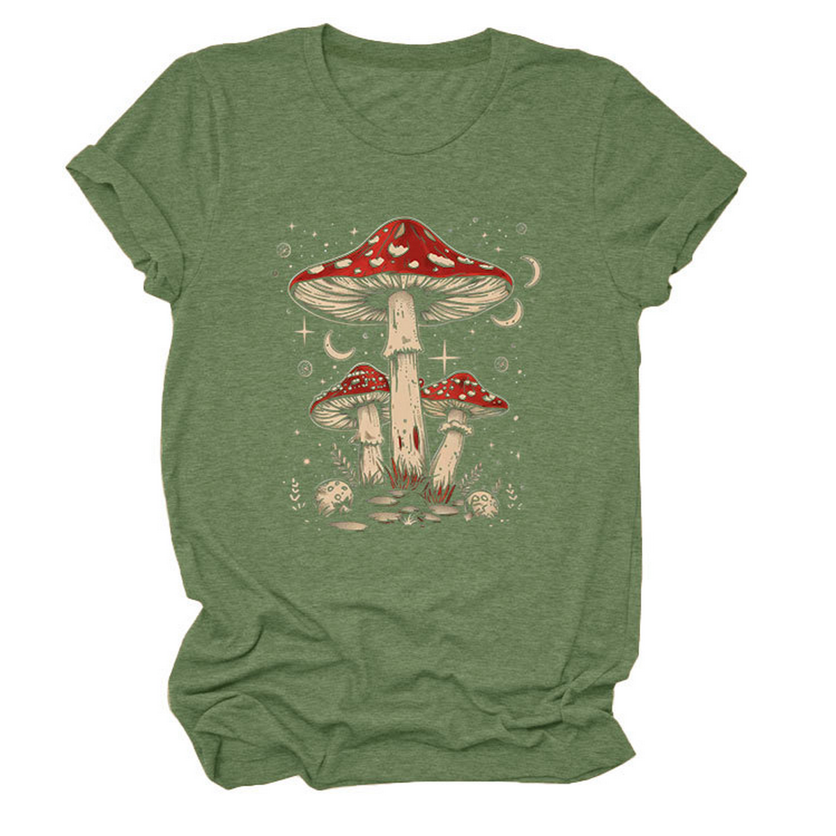 PLAYFUL RED MUSHROOM PRINT WOMENS BASE TEE_CWTTS1510