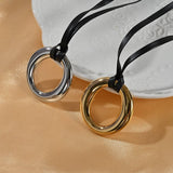 MINIMALIST 18K STEEL SOLID HOOP EARRINGS WITH CORD_CWMM8891