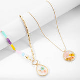 Womens Fashionable Beaded Dried Flower Necklace