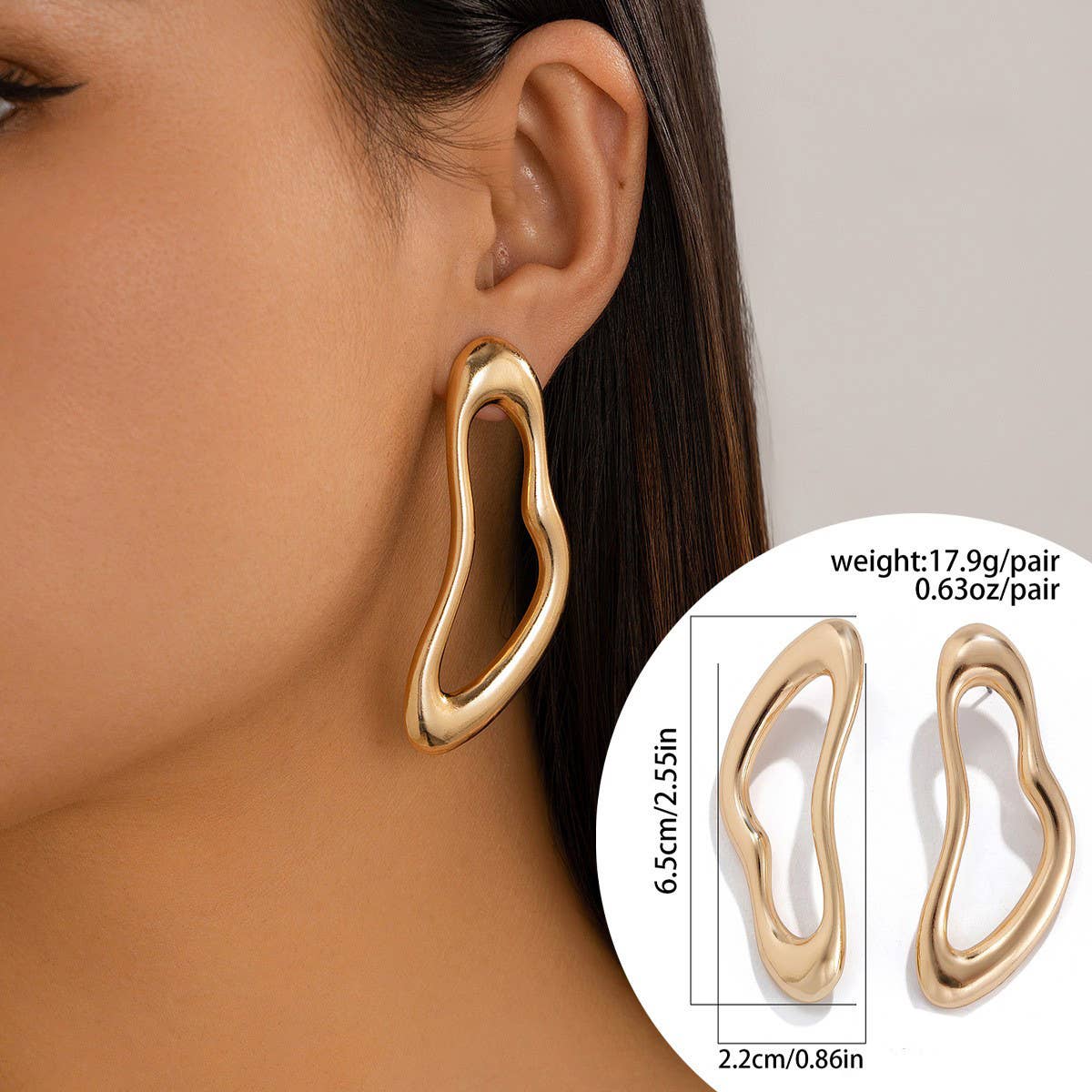 Wrinkled Exaggerated Irregular Teardrop Earrings_Cwaje1813
