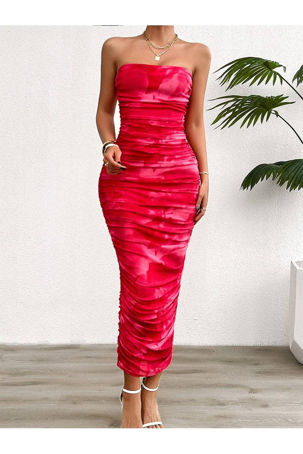 CWDMD2401_Sexy Strapless Tie Dye Maxi Dress