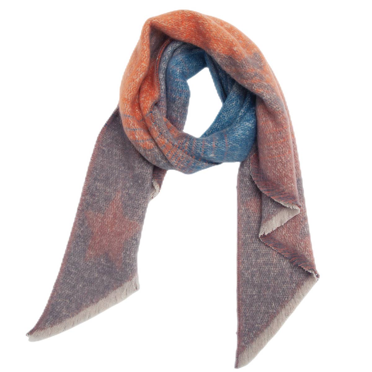 STRIPED FUZZY SHAWL THICK WINTER WRAP FOR WOMEN_CWASC0120