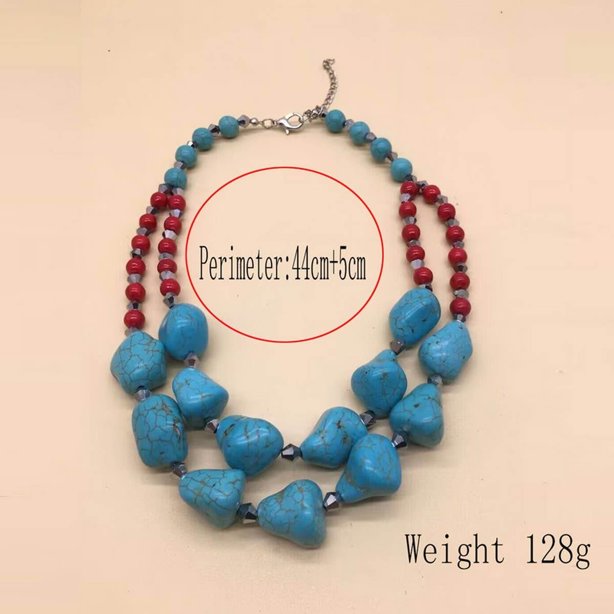 Turquoise Pendant Double Layer Vintage Necklace_Cwmm4915