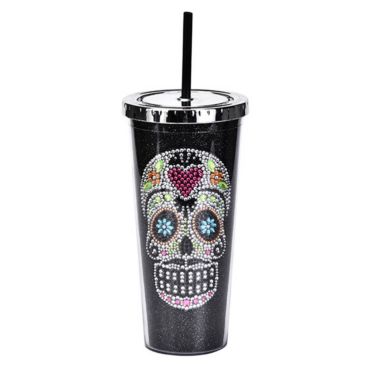 DOUBLE LAYER STRAW SKULL WATER CUP_CWMM0983