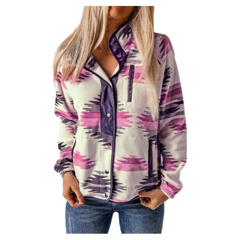 Western Print Fashion Warm Color Cardigan Jacket