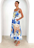 Vacation Style Long Printed Halter Dress