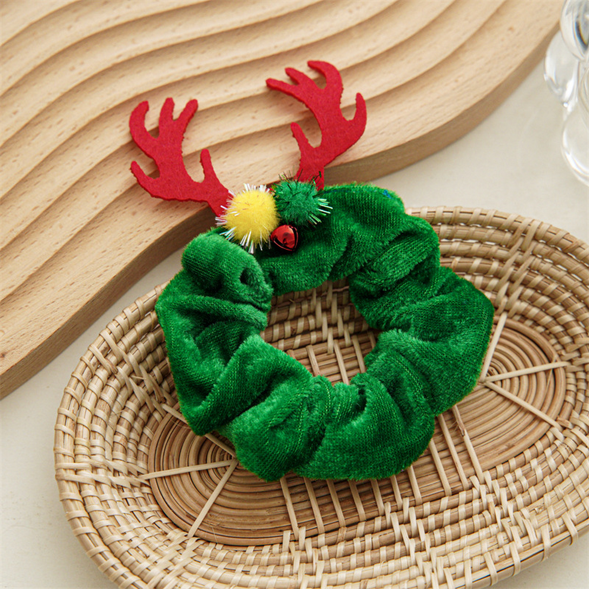 BAT REINDEER SCRUNCHIE HOLIDAY HAIR TIE FOR WOMEN_CWAHA1461