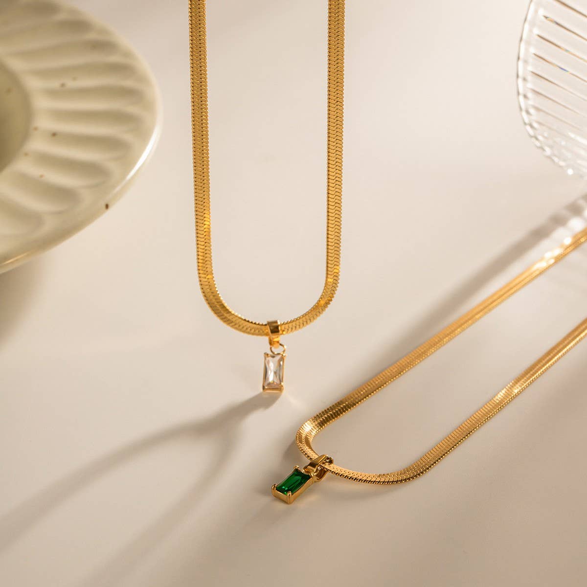 2024 RECTANGULAR PENDANT SNAKE CHAIN NECKLACE_CWAJE1432