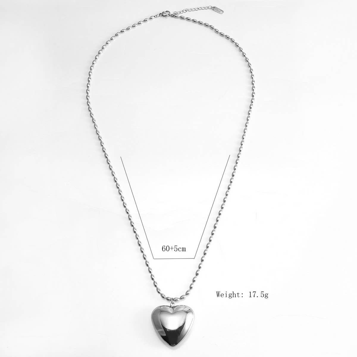 MODERN STAINLESS STEEL HEART PENDANT NECKLACE_CWMM8877