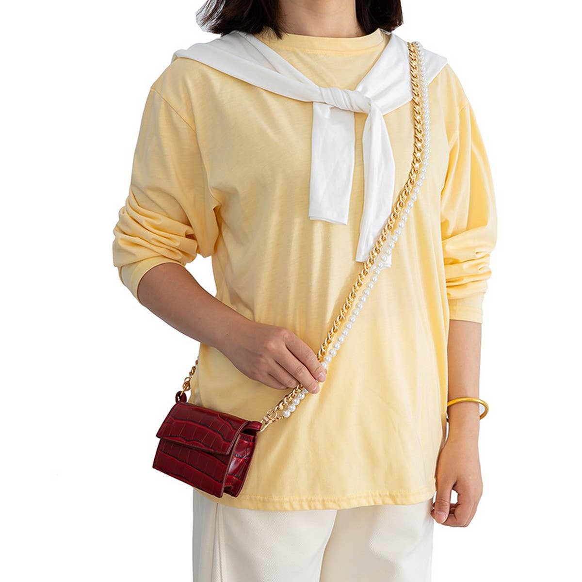 MIXED COLOR CHAIN BEADED PEARL BAG STRAP_CWMM5109