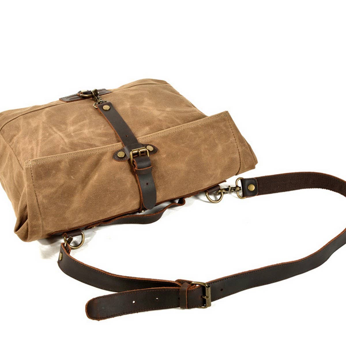 MENS OUTDOOR WAXED CANVAS SATCHEL BAG_CWAB5564