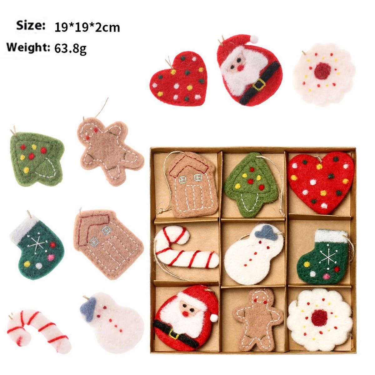 Wool Felt Santa Claus Christmas Ornament Set_Cwmm9909