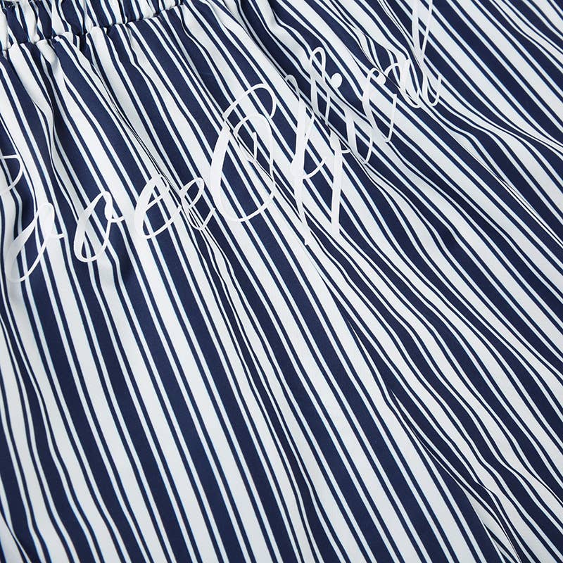 Striped Straight-Leg Wide-Leg Cargo Pants