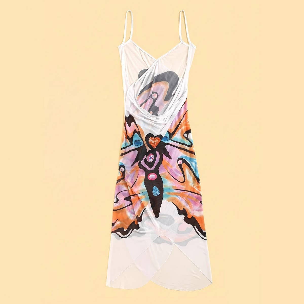 CASUAL SLING QUICKDRY BEACH DRESS BUTTERFLY PRINT_CWBLS0482