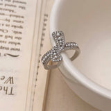 ALL MATCH PEARL KNOTTED METAL OPEN RING FOR WOMEN_CWAJE3093