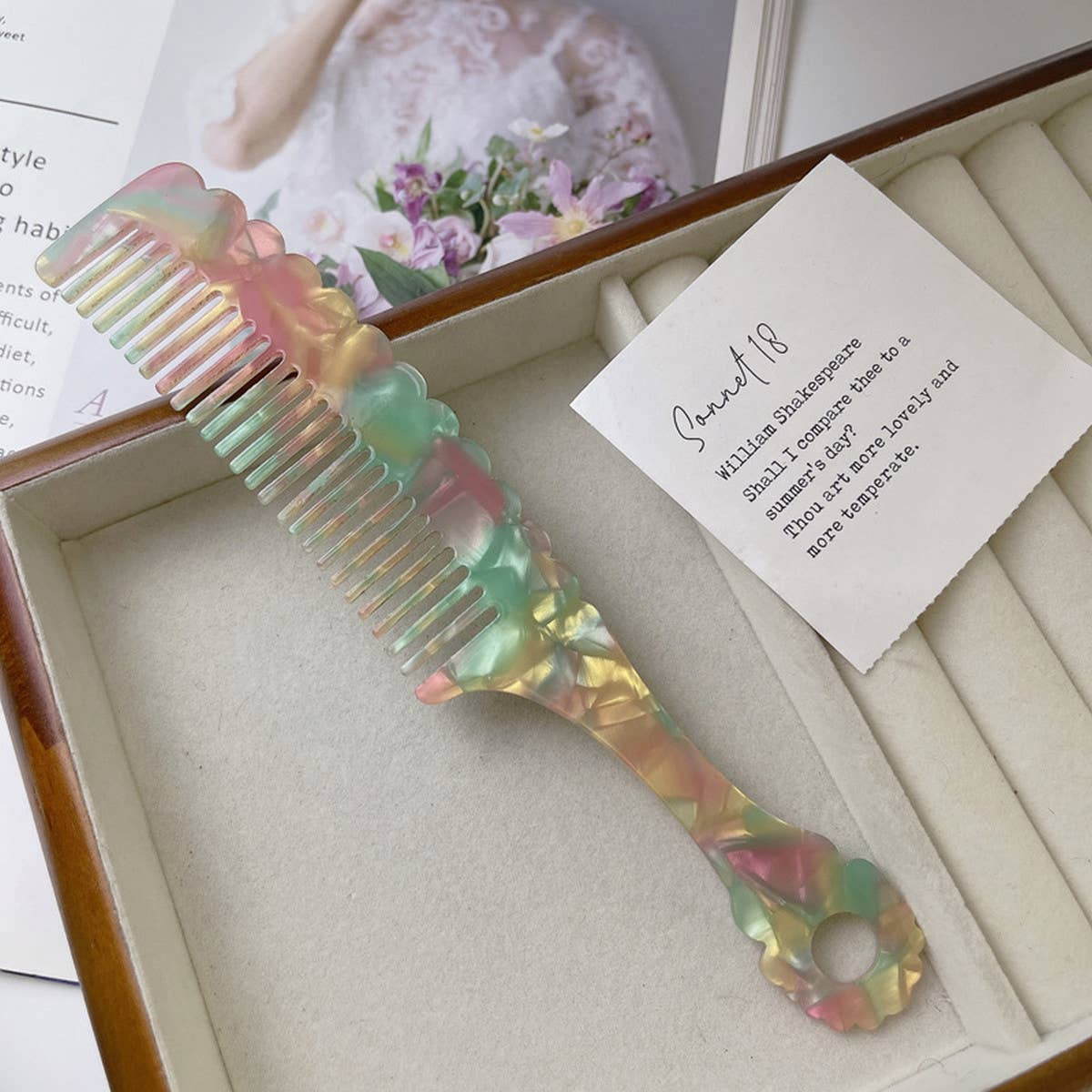 RETRO TORTOISESHELL COLOR HANDLE WAVY COMB_CWMM1082