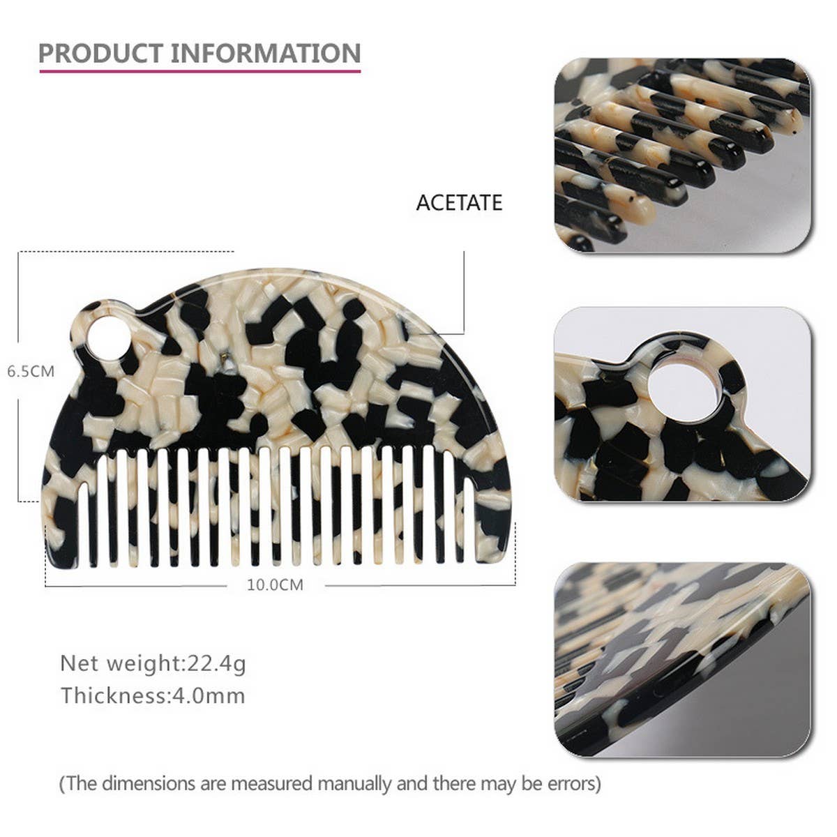 ACETATE 4MM PLATE HAIR COMB ANTI STATIC COMB_CWAHA4181