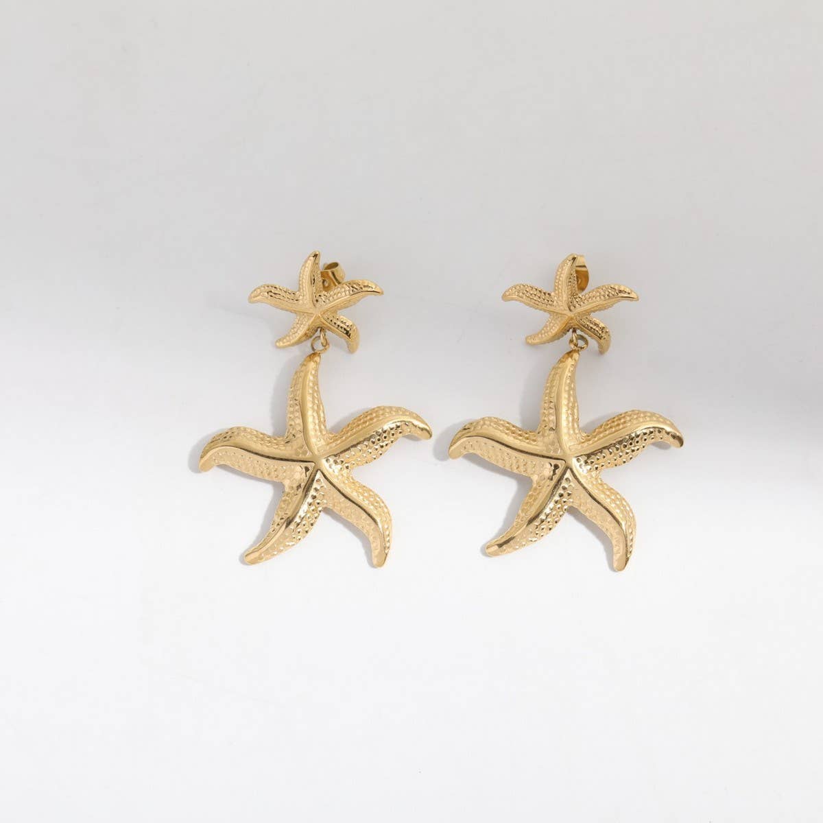 DESIGN STAINLESS STEEL SHELL STARFISH EARRINGS_CWMM5730